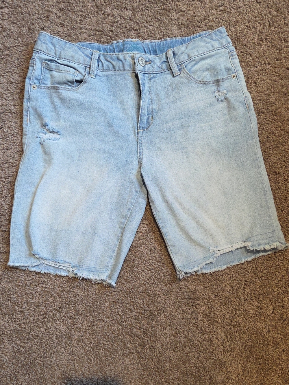 Kids Light Blue Distressed Denim Shorts